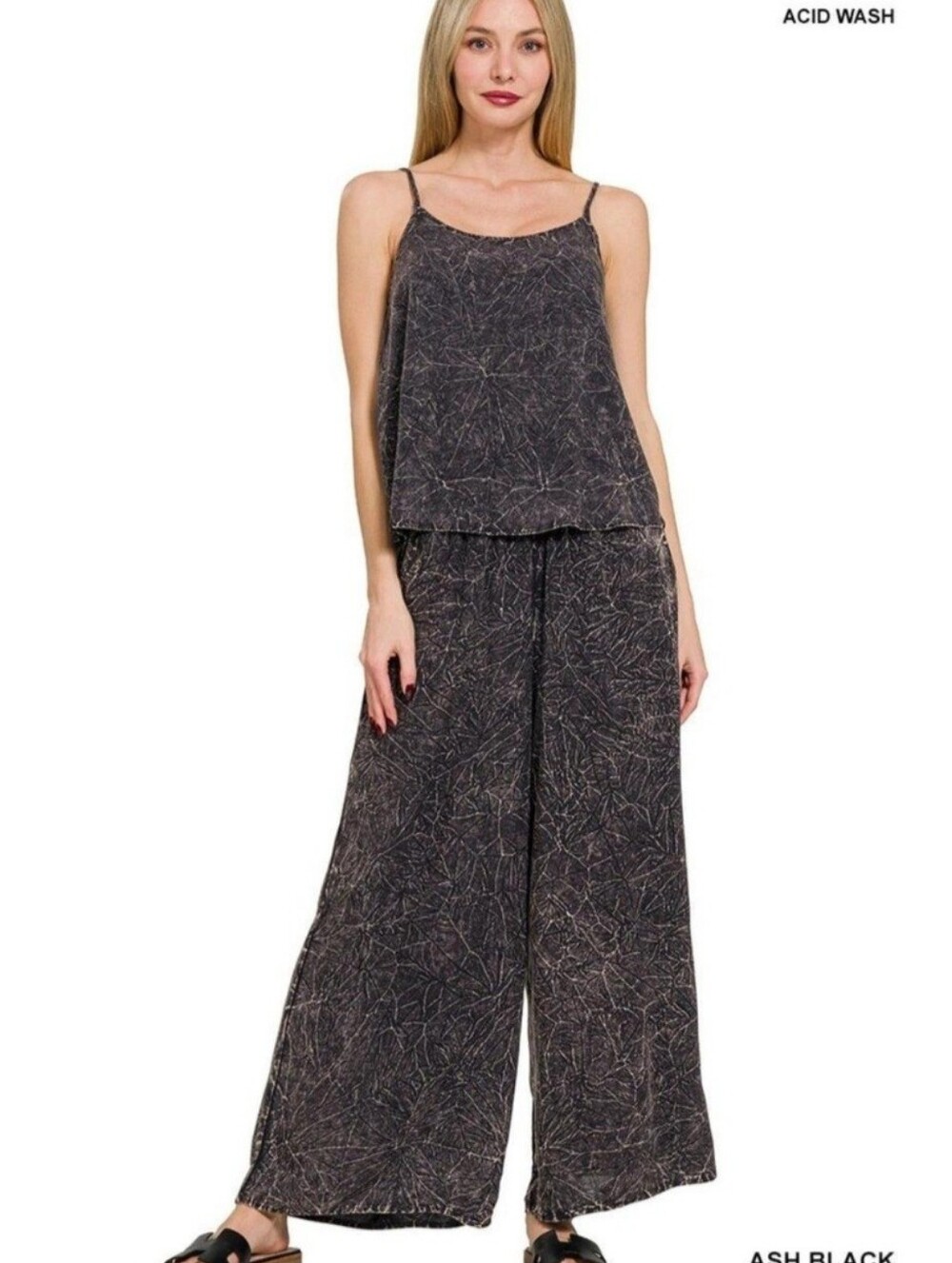 Women's Ash Black Wide-Leg Jumpsuit